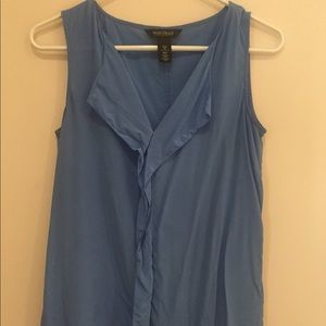 White House Black Market Blue Silk Blouse